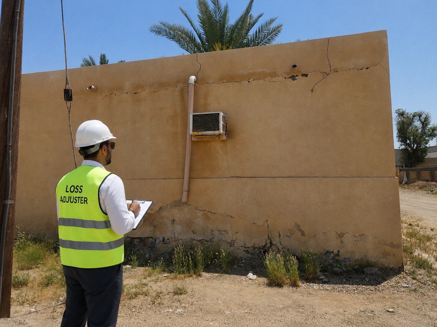 Loss adjuster conducting site assessment