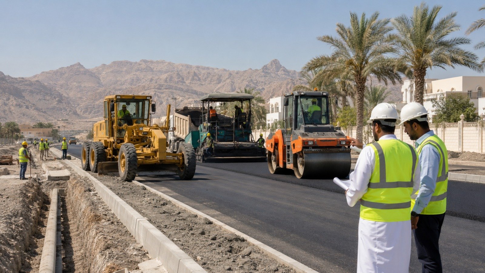 Road construction and paving in Oman